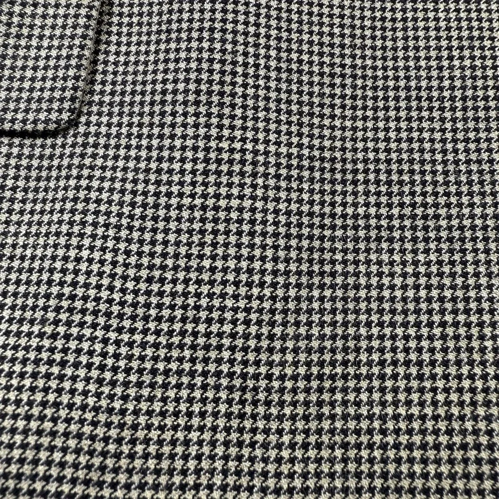 John W Nordstrom Houndstooth Mens Blazer Jacket Silk/Wool Size 44L Black/Tan USA